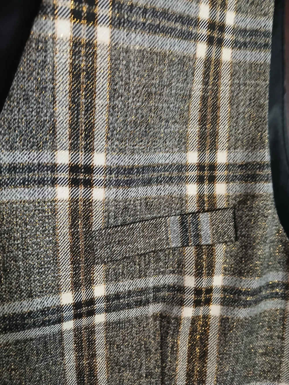 Barabas Men’s Brown/Cream Plaid Vest Size XL With Gold Metallic Thread NWT